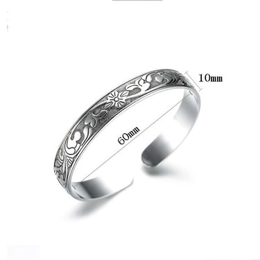 THAI SILVER Plum Blossom Cuff Bangle